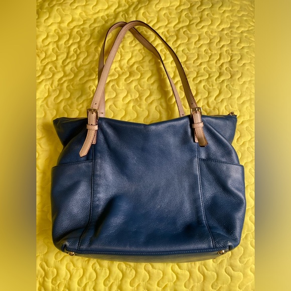 Coach Handbags - Michael Kors Leather Shoulder Tote Bag Navy Blue